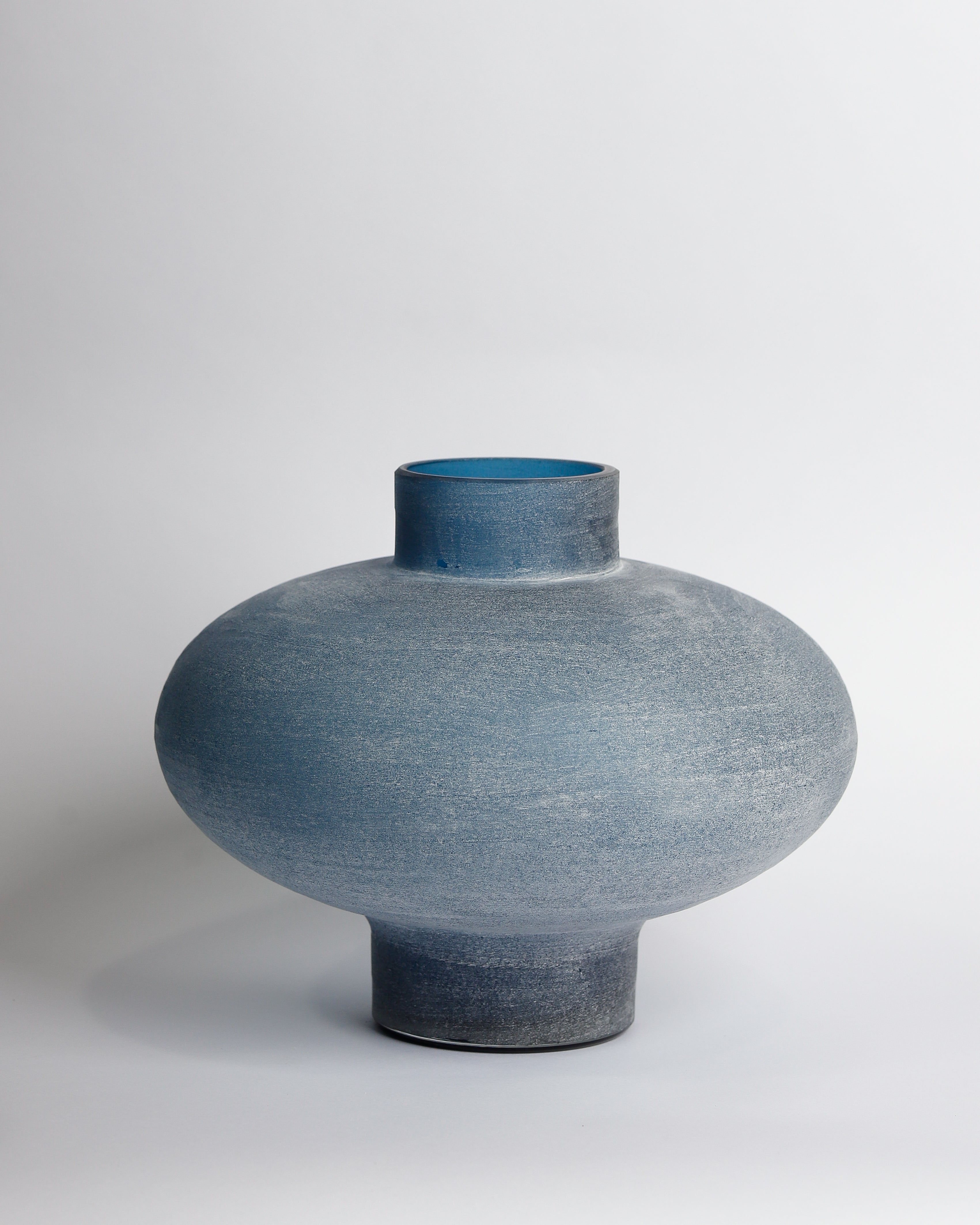 Frosted Blue Vase Short