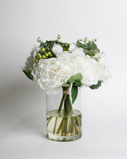 White Peonies in Glass Jar