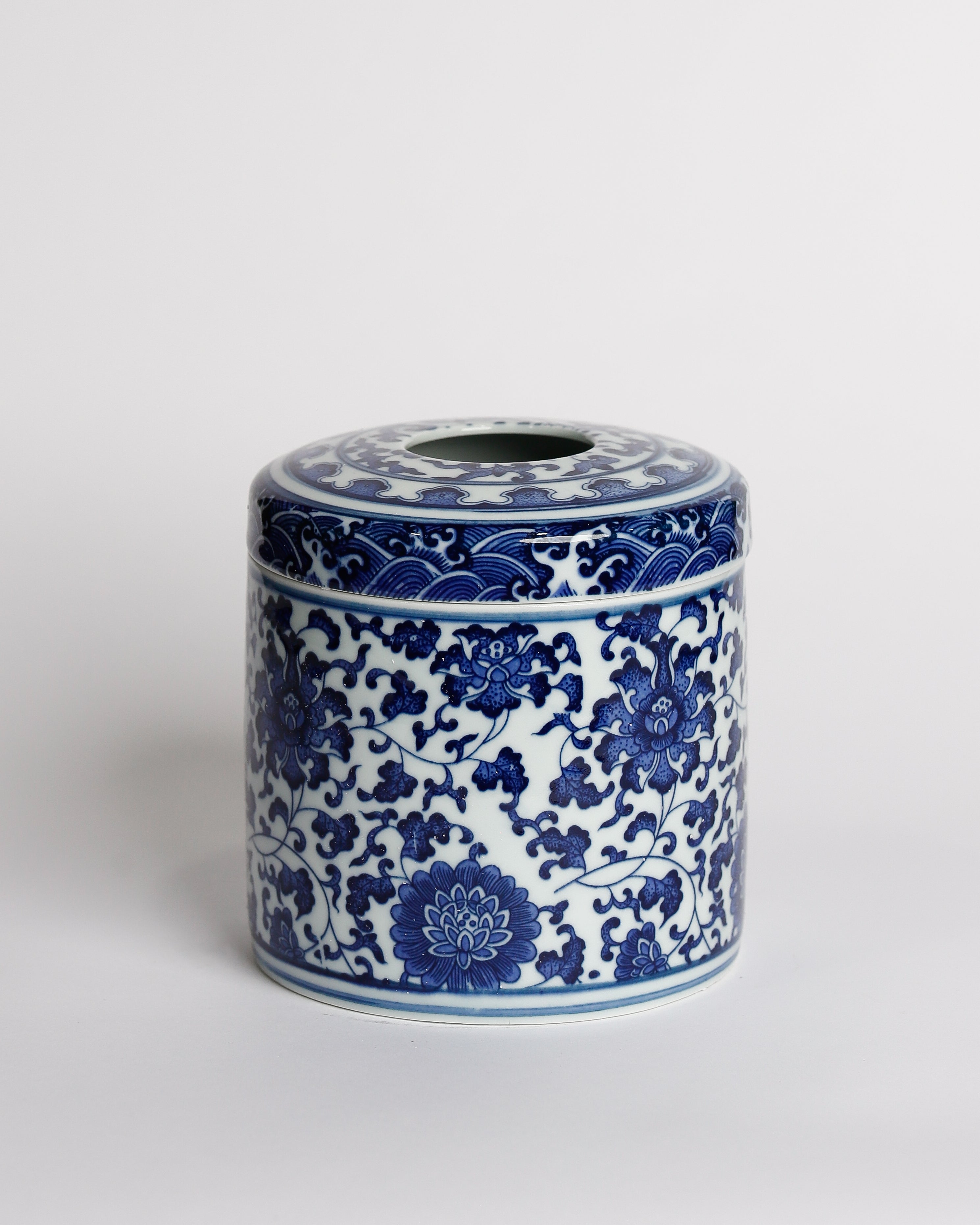 Blue & White Chinoiserie Tissue Vessel