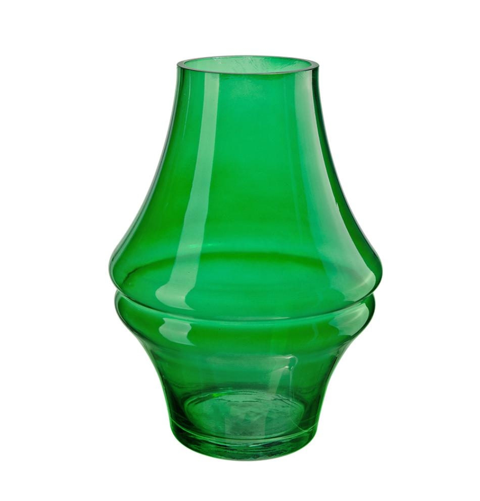 Green Glass Floral Vase - Large