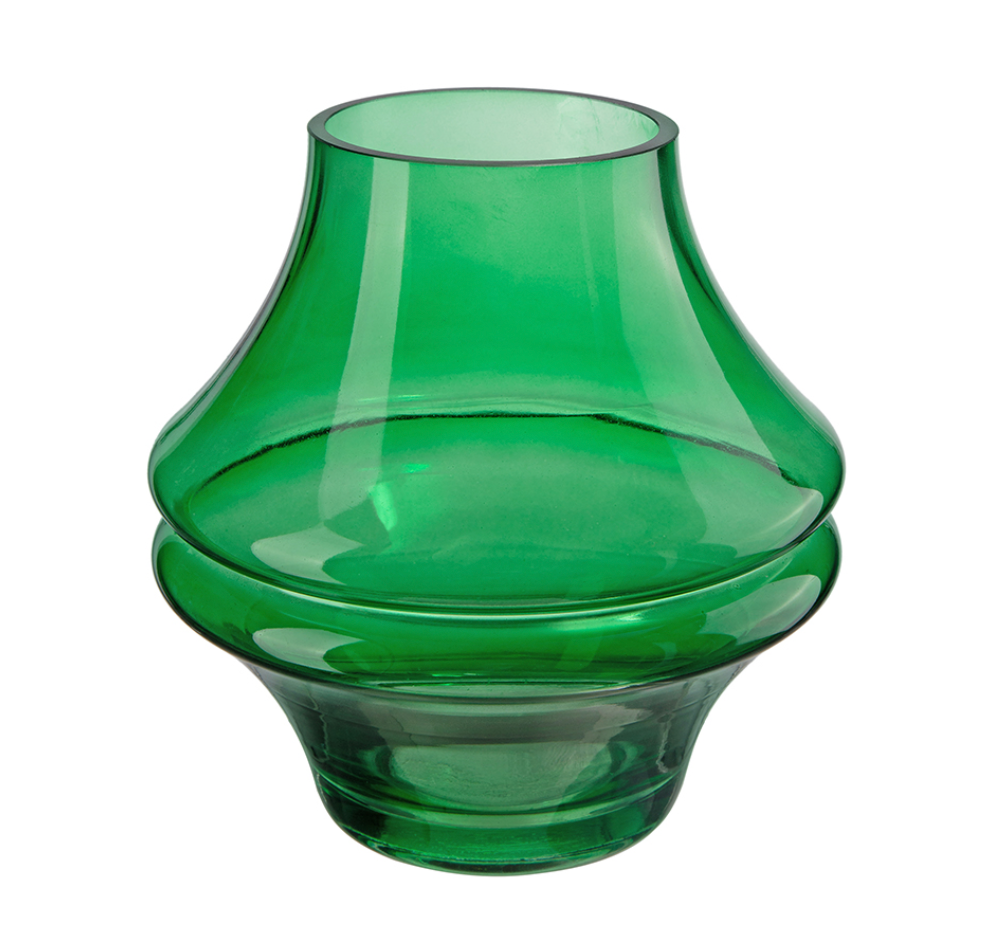 Green Glass Floral Vase - Small