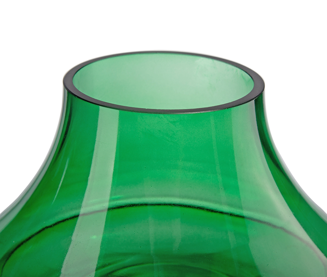 Green Glass Floral Vase - Small