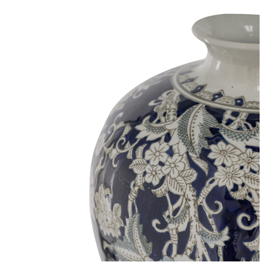 Blue and White Porcelain Chinoiserie Urn