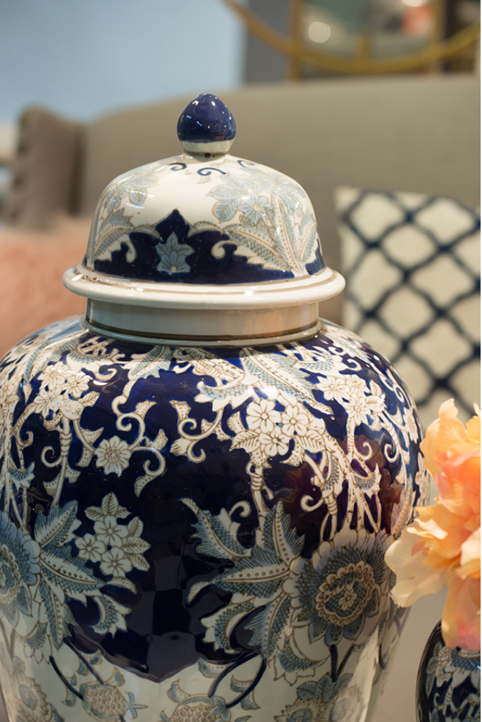 Blue & White Chinoiserie Large Ginger Jar
