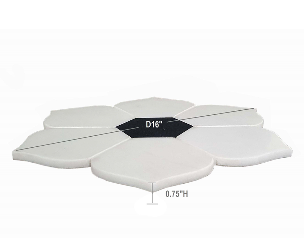 White Marble Flower Shaped Cheese Board with Lazy Susan