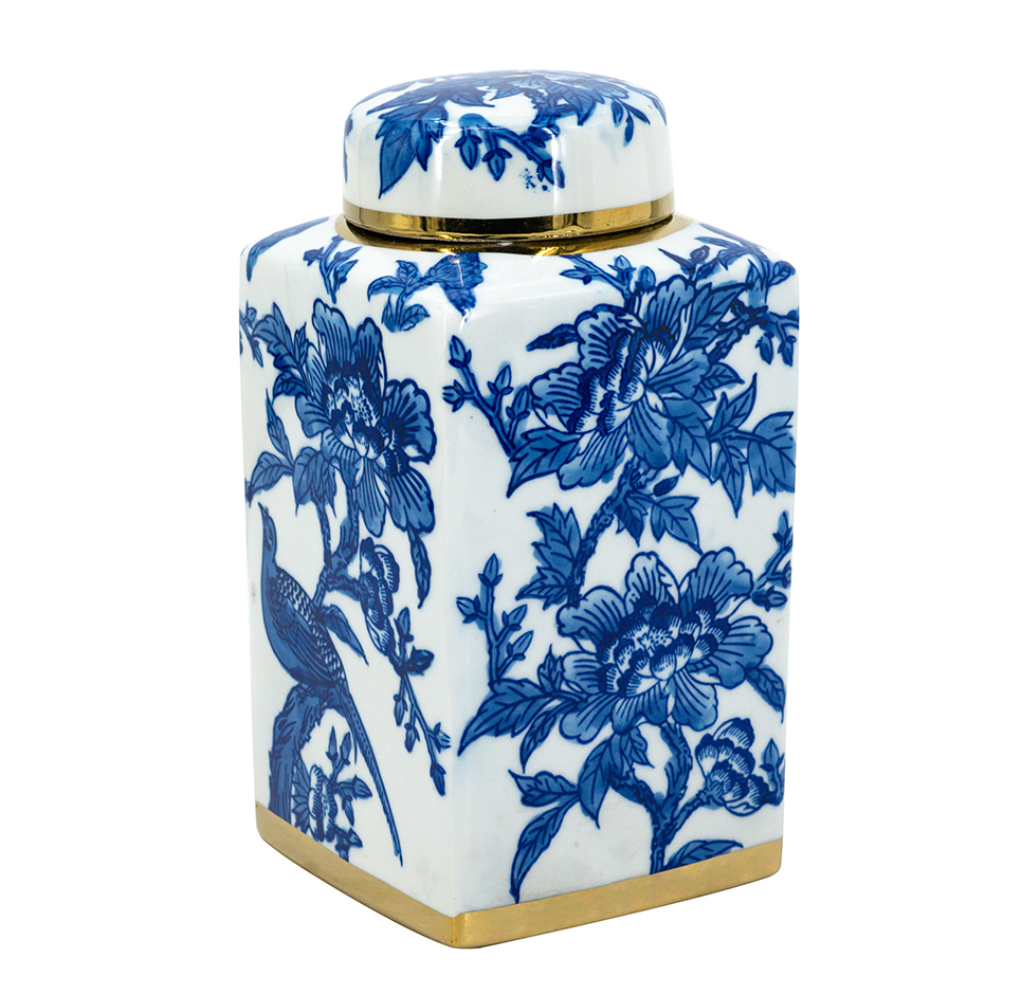 Blue and White Porcelain Lidded Jar - Small
