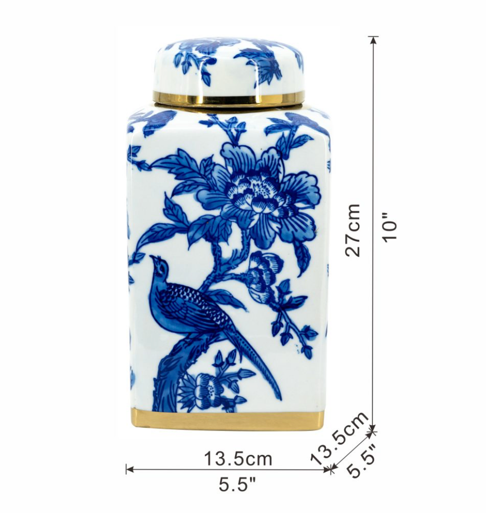 Blue and White Porcelain Lidded Jar - Small