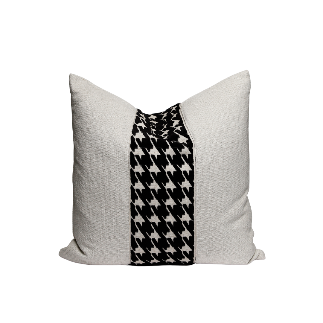 Black Houndstooth Square Throw Pillow